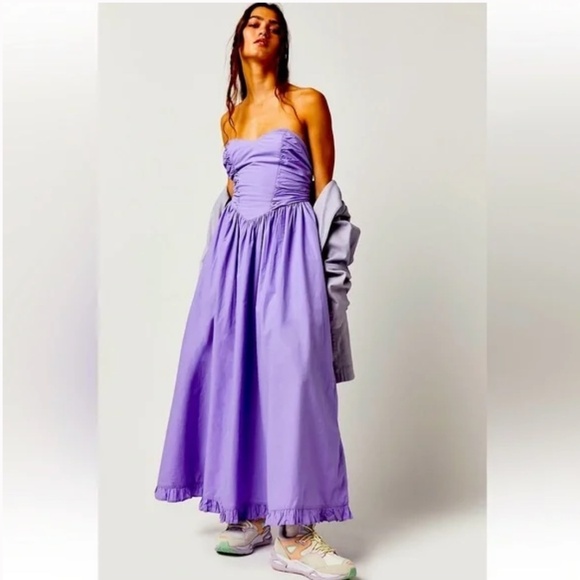 Free People Cohen Poplin Midi Dress in Light Purple Womens Size X-Small - Picture 1 of 11